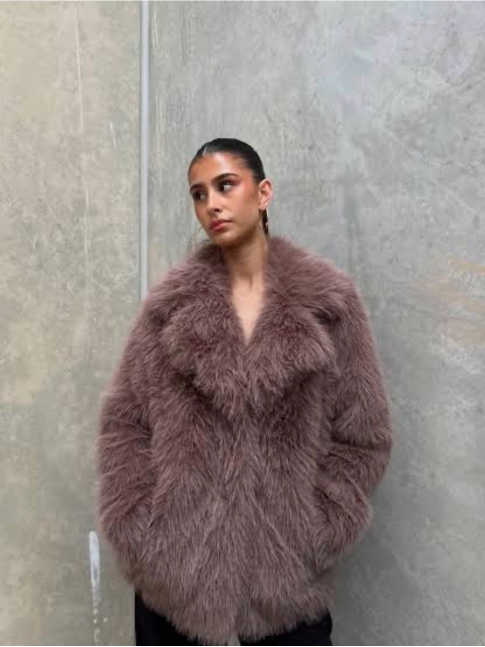 Astr Mauve Teddy Faux Fur Jacket